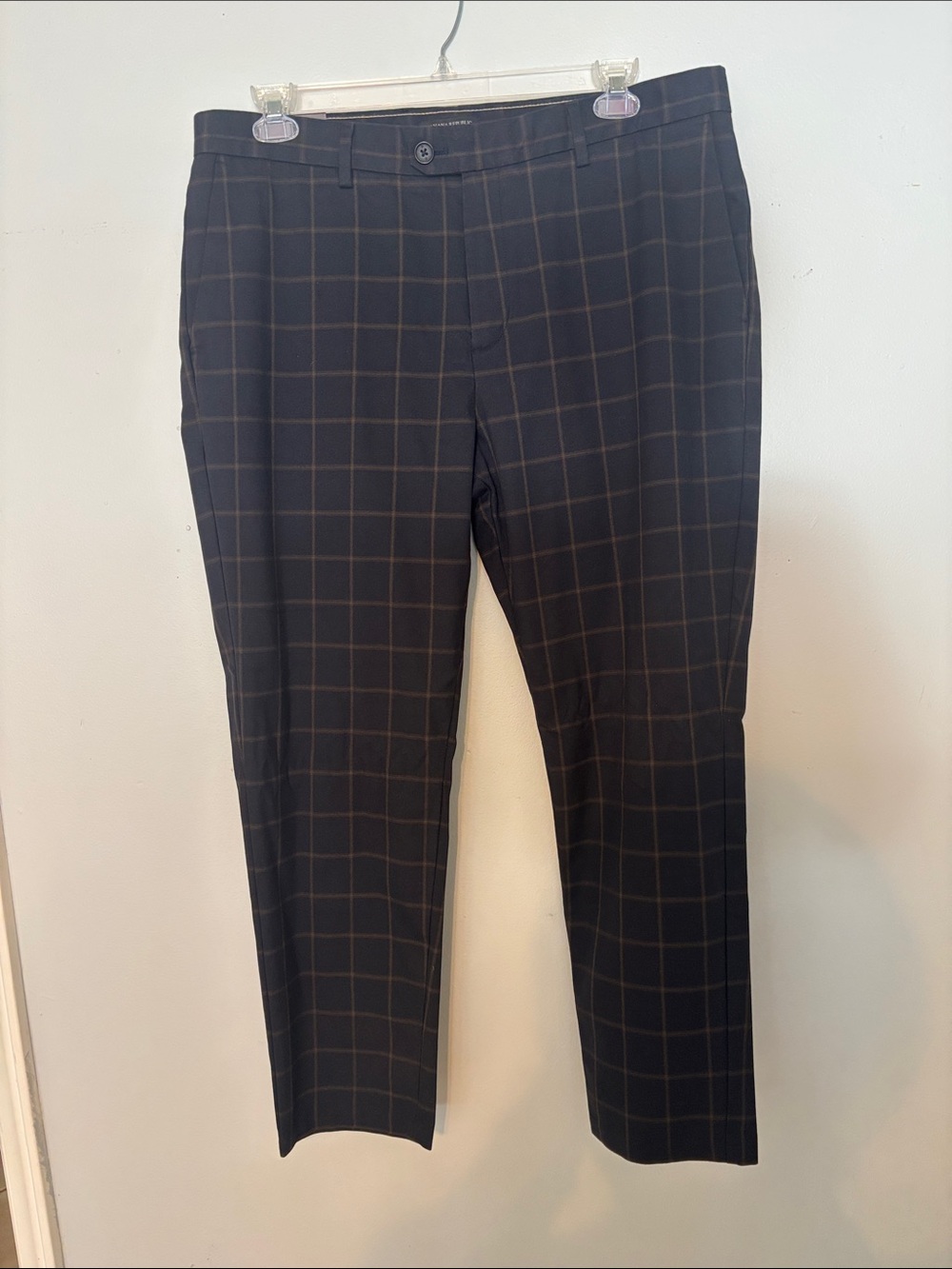 Men's Black Windowpane Dress Pants